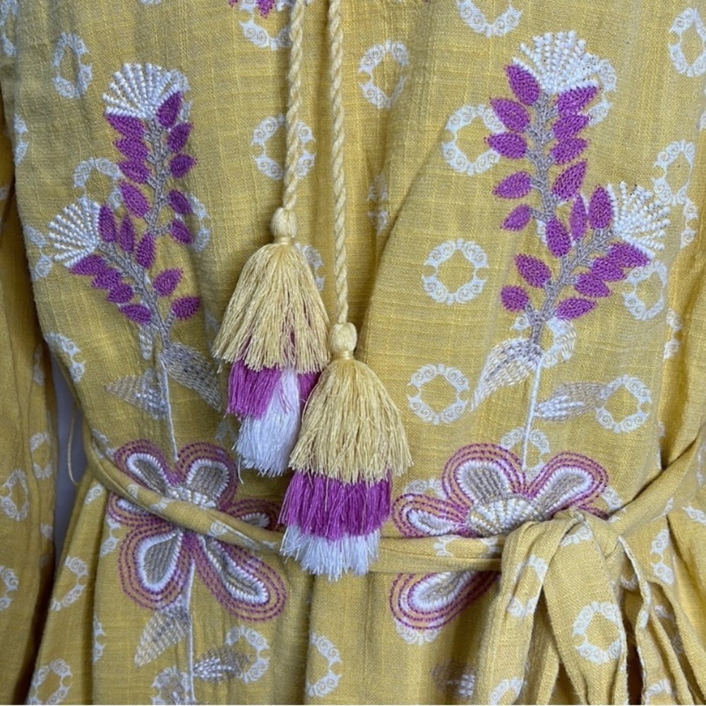 Embroidered Linen Midi Dress Caftan / Resort Wear NWT XS - Picture 13 of 15